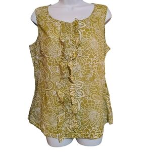 BANANA REPUBLIC green floral ruffle tank 12